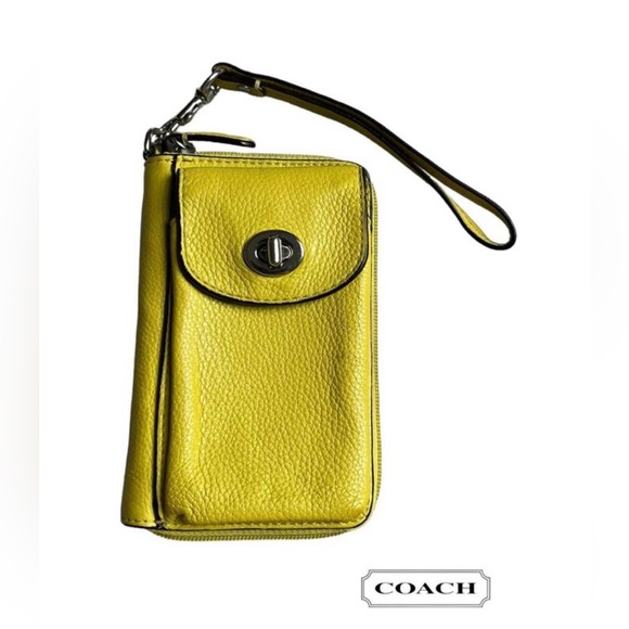 Coach Bags Coach Yellow Leather Turnlock Wristlet Poshmark